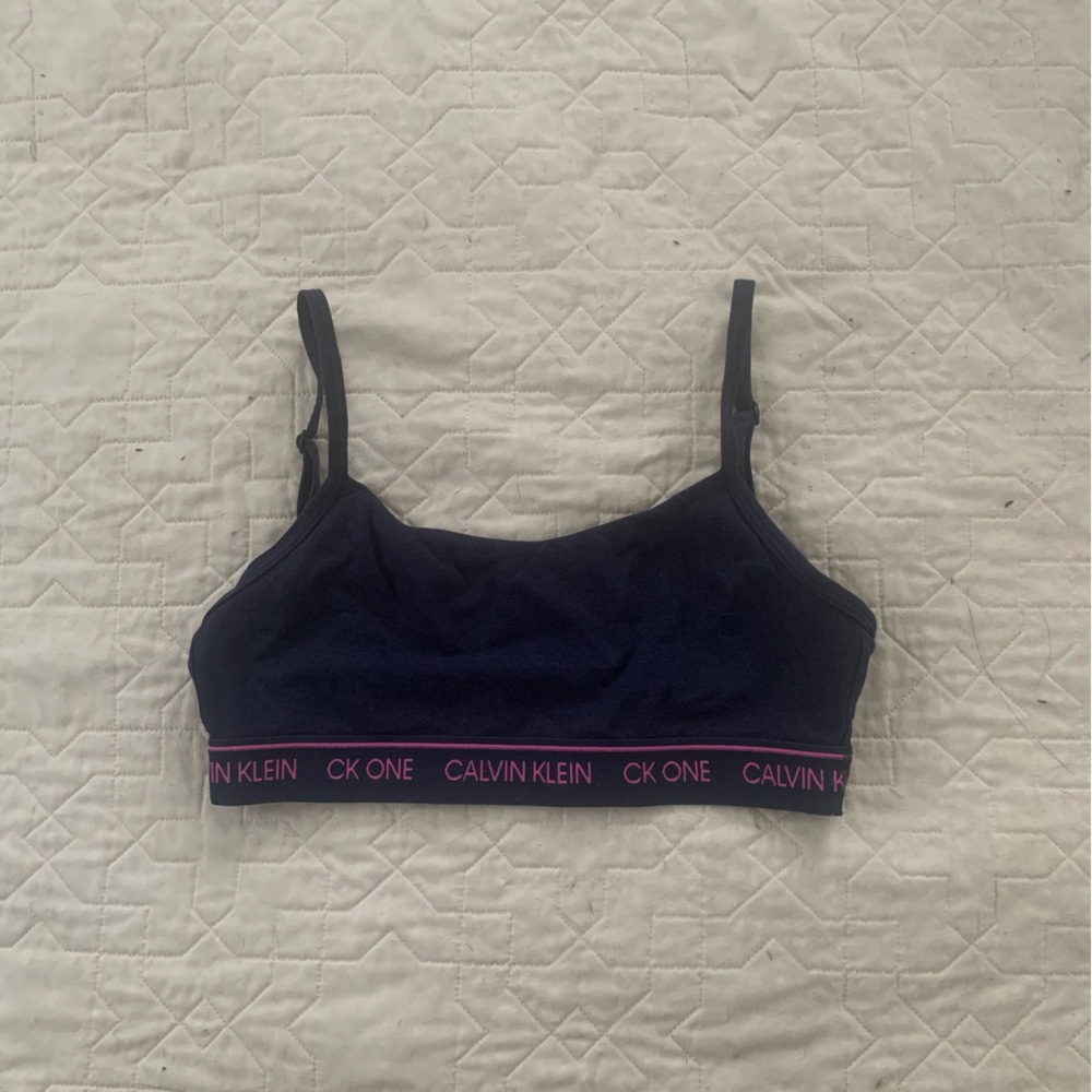 Calvin Klein Dark Blue Bralette with Pink Trim